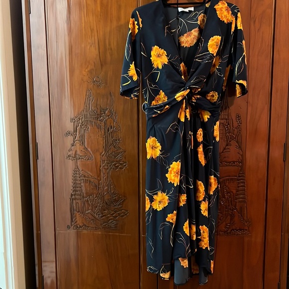 Amour Vert silk Joselle marigold dress M - Picture 8 of 11